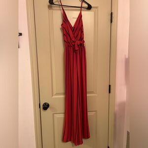 Express Pink Striped Wide Leg Jumpsuit